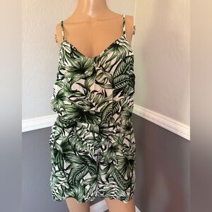 H&M Green Leaf Print Jumpsuit